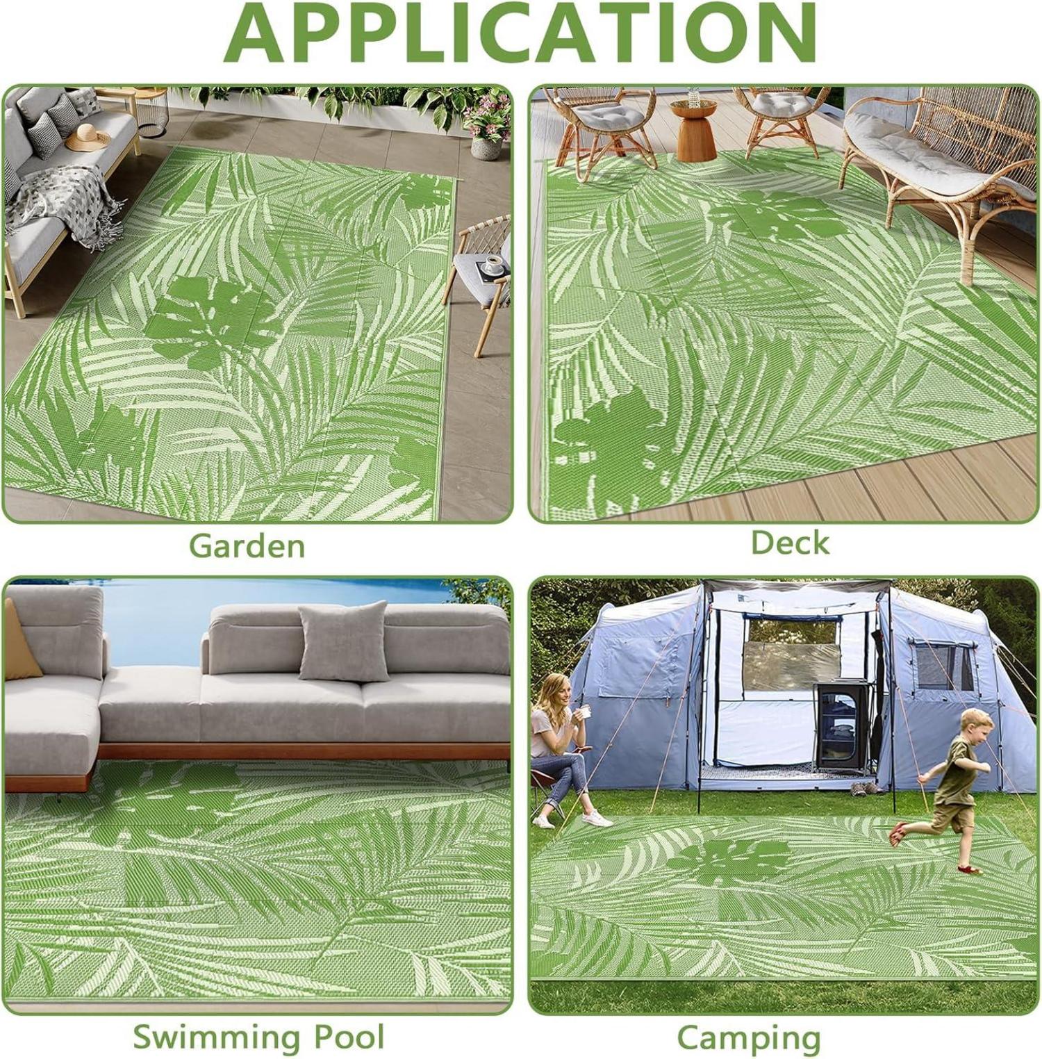 Outdoor Teppich Wetterfest Kunststoff Grün 150x245cm für Terrasse Garten