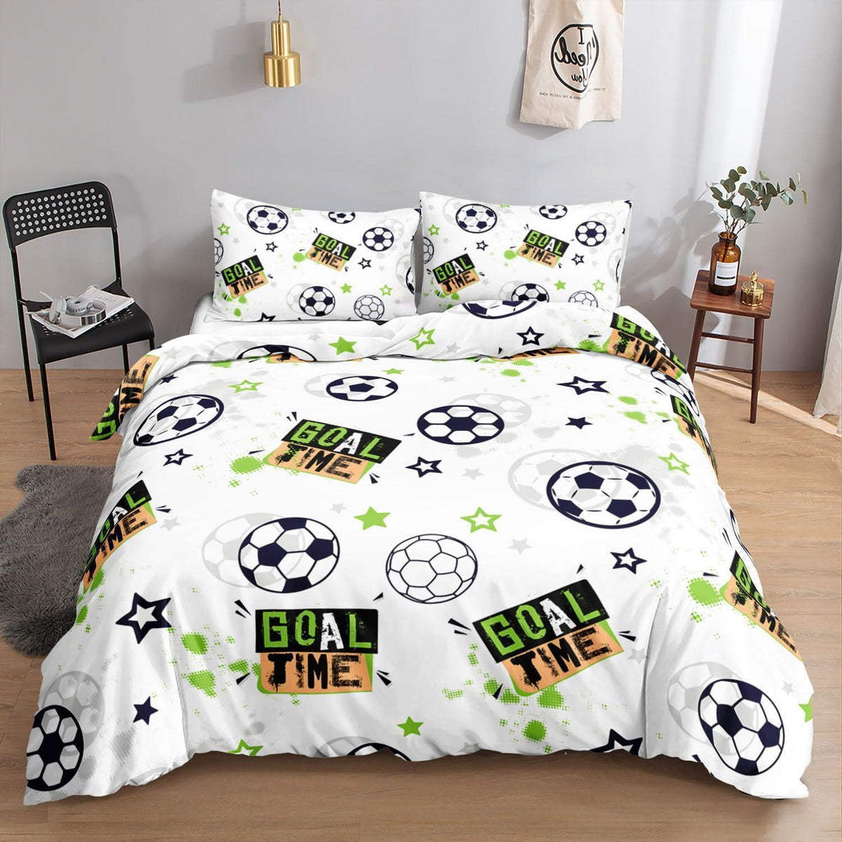 Fußball Bettwäsche Set für Kinder mit Graffiti-Druck 200x200 cm