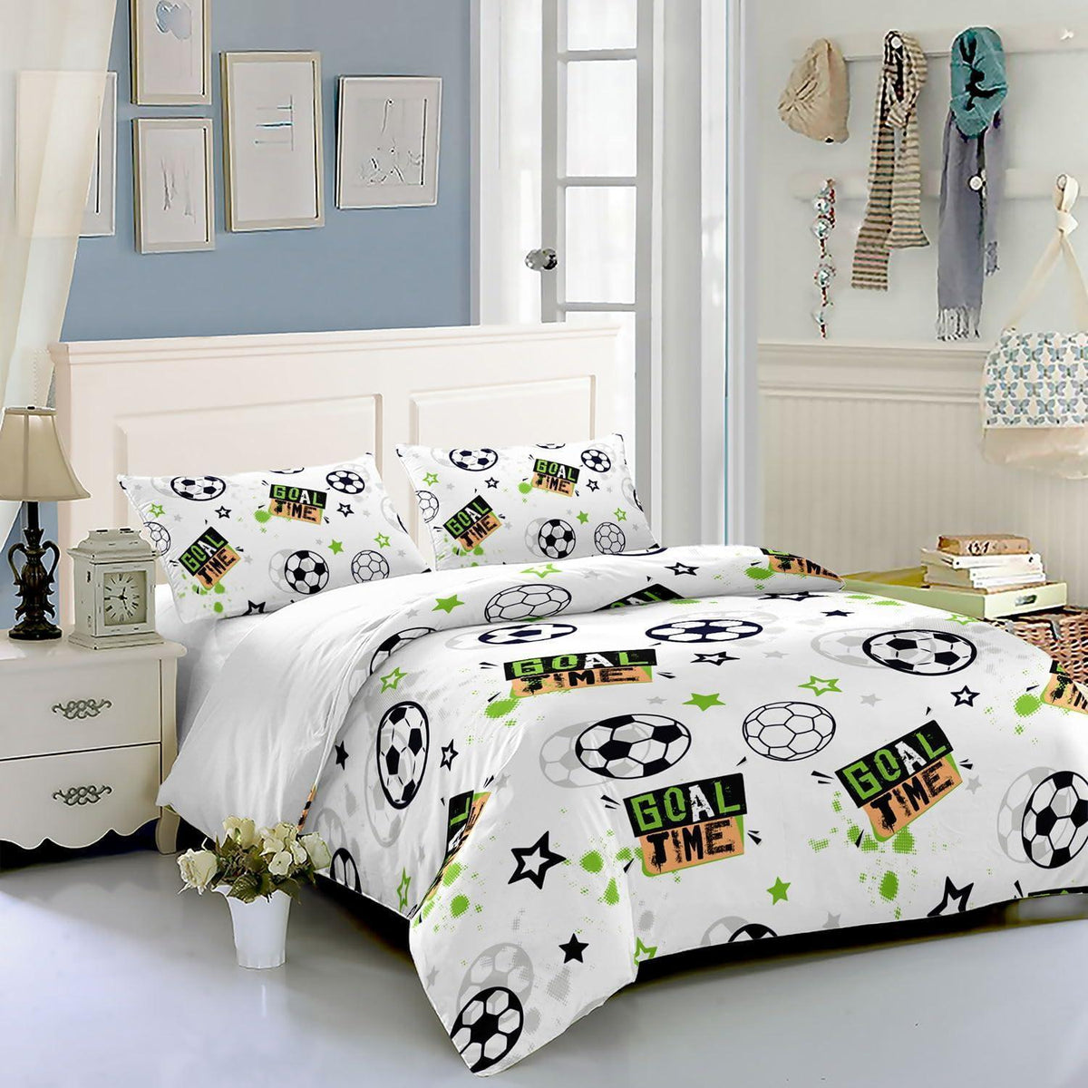 Fußball Bettwäsche Set für Kinder mit Graffiti-Druck 200x200 cm