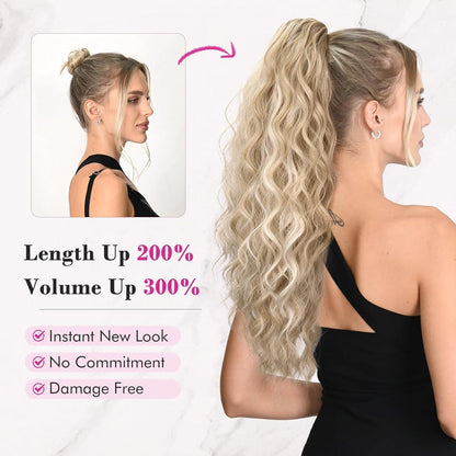 Long Beach Gewellte Pferdeschwanz Verlängerung – Mittelblond