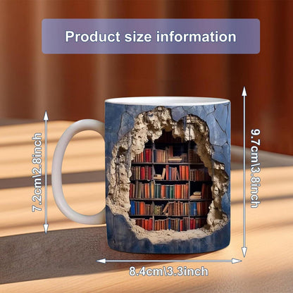 3D Bücherregal Tasse – Keramik Kaffeebecher für Leser & als Geschenk
