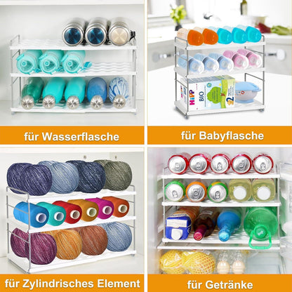 JUPELI Flaschenregal Stapelbar Verstellbarer Flaschenhalter Kühlschrank Schrank