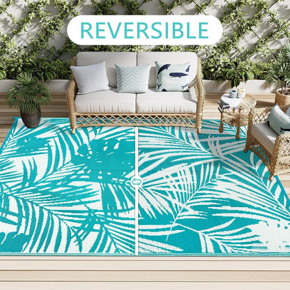 Famibay Outdoor Teppich Wetterfest Balkon Garten Terrasse Teppich Wendbar Plastik 180 x 270 cm Teal