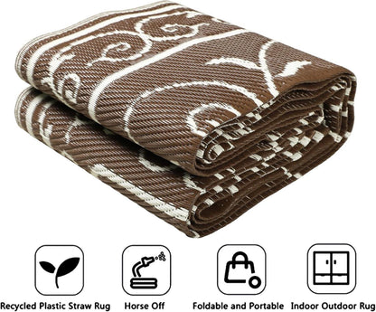 Outdoor Teppich wasserfest Balkon Terrasse Camping 150x245cm Kaffee