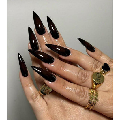 Schwarze Stiletto Press On Nails – Halloween Gothic Design