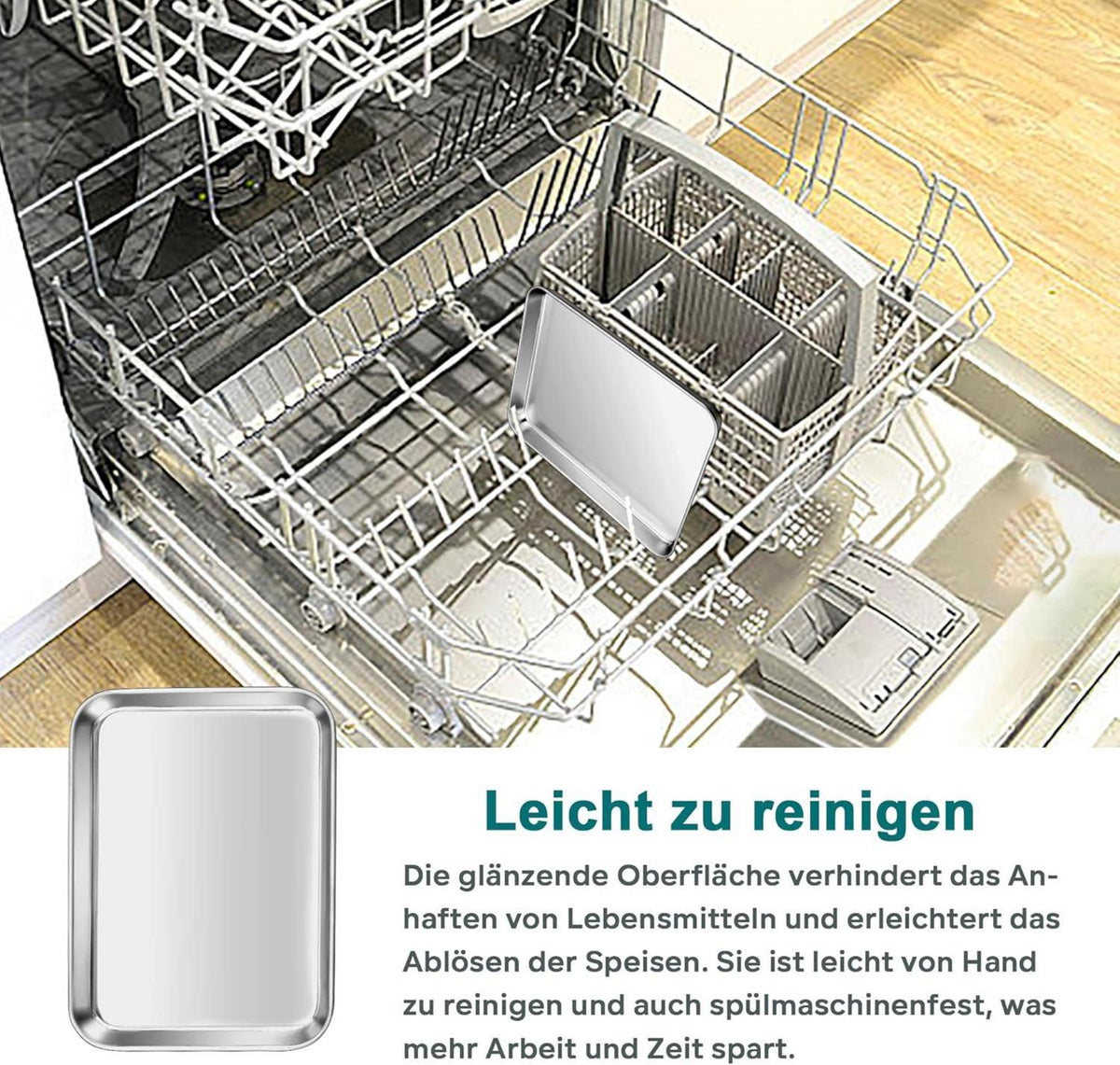 Homikit Klein Backblech Rechteckig Edelstahl 23,7x17,8cm Spülmaschinenfest
