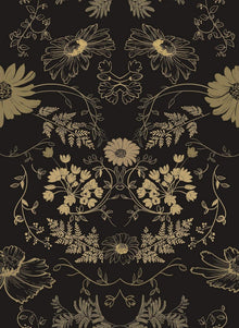 Selbstklebende Tapete Blume Schwarz Gold 0.4W x 10L m