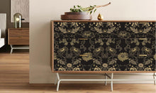Selbstklebende PVC Tapete Blumenmuster Schwarz Gold 10mx0.4m