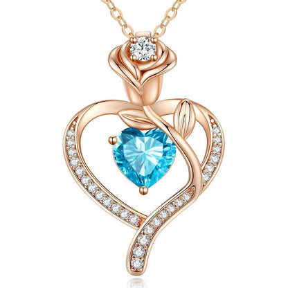 Herz Halskette Damen Rosegold mit Geburtsstein Sterling Silber 925