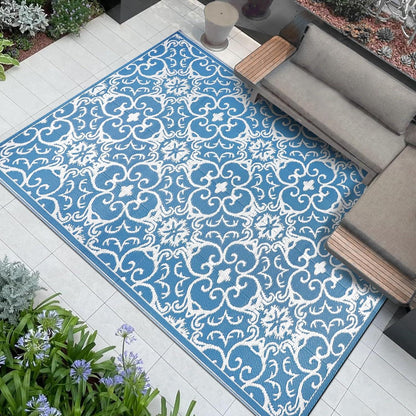 Outdoor Teppich 150x245cm Wetterfest Kunststoff Wendbar Garten Balkon