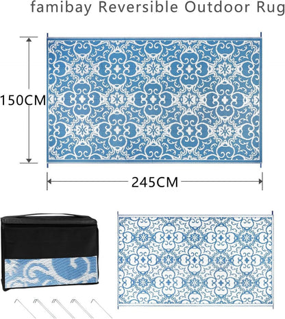 Famibay Outdoor Teppich 150x245cm Wetterfest Balkon Terrasse