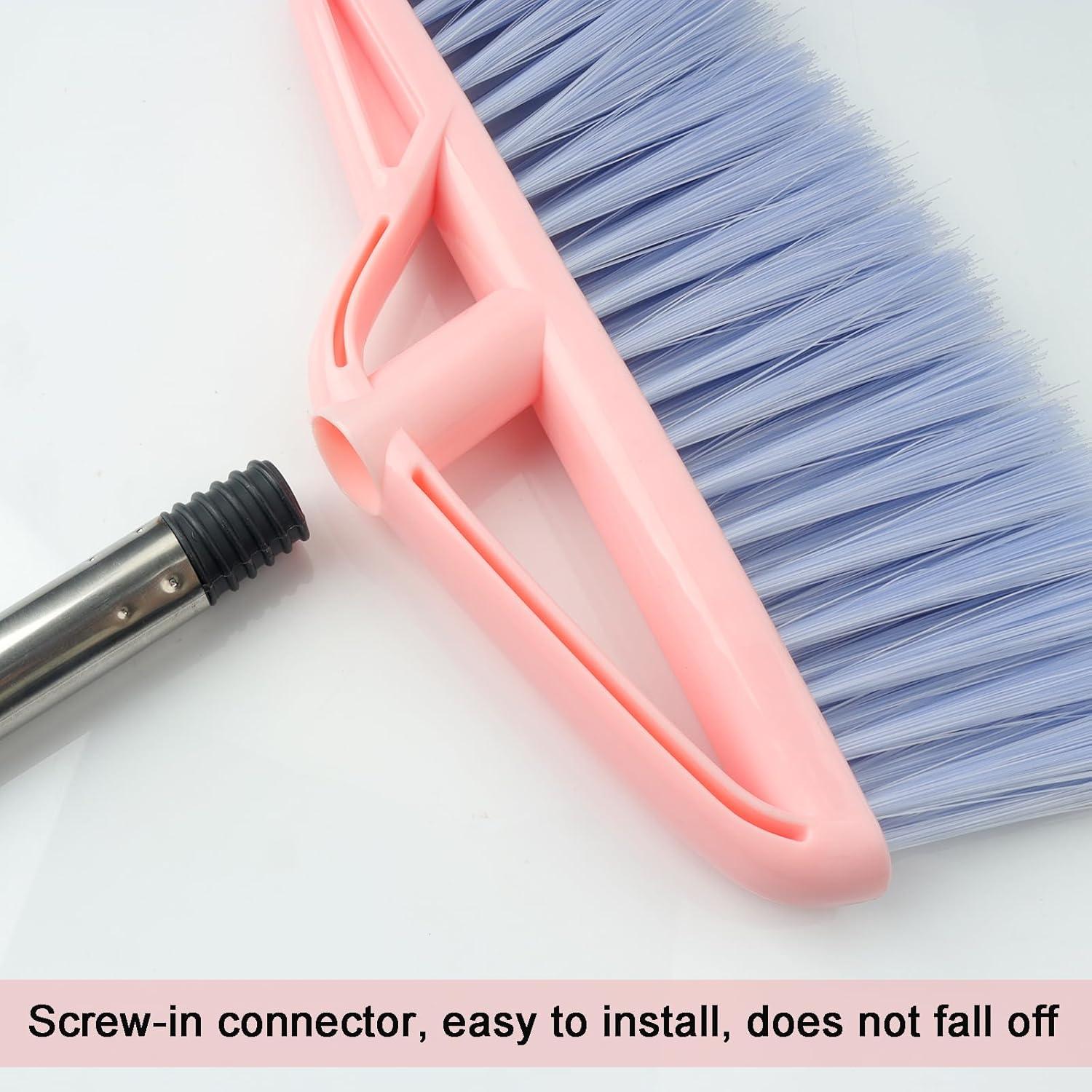 Besen Kehrschaufel Set Winddicht Langstiel Home Cleaning Kit Rosa