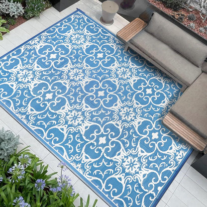 Outdoor Teppich Kunststoff 180x270 cm Wetterfest Garten Terrasse