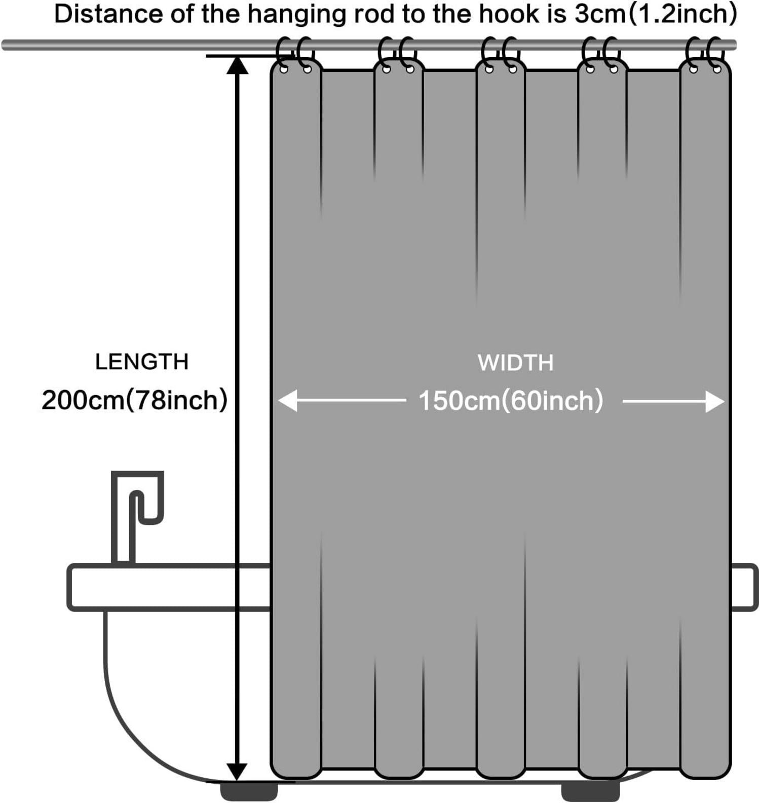 Schmaler Duschvorhang für Dusche und Badewanne Grau 150x200 Polyester