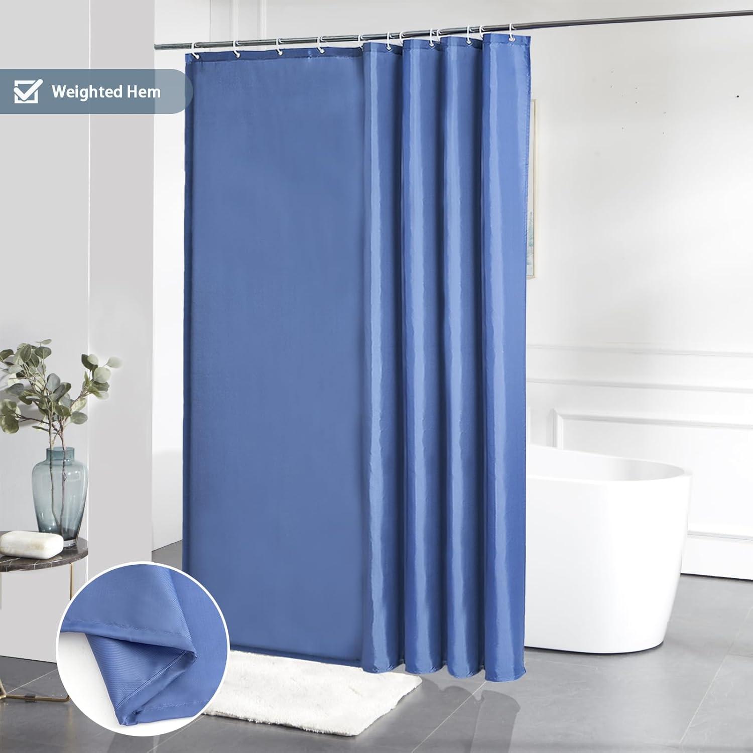 180x220 Duschvorhang Stoff Hellmarineblau Anti-schimmel Waschbar 12 Ringe