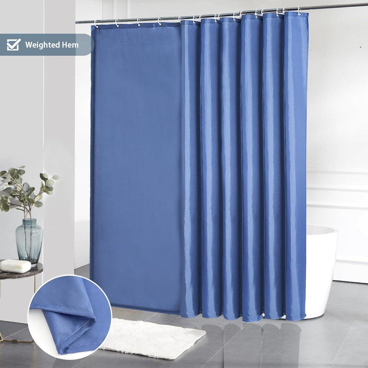 Duschvorhang Überlänge Antibakteriell wasserdicht 244x200cm Hellmarineblau