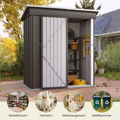 Gartenhaus Metall 162x86 cm mit Pultdach & Fundamentrahmen