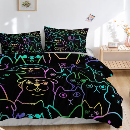 Kinder Bettwäsche Set Katze & Hund 200x200 cm
