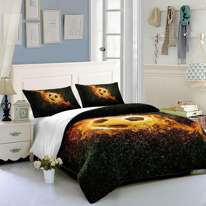 Fußball Bettwäsche Set für Kinder – Flammen Design 200x200 cm