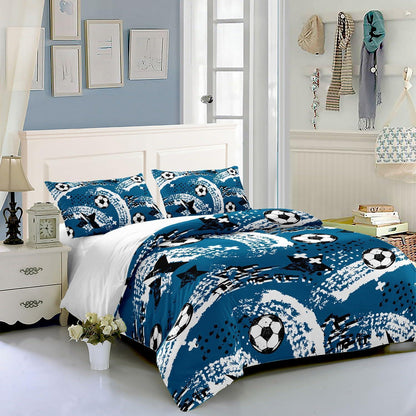Fußball Bettwäsche Set für Kinder – Blauer Graffiti-Druck 200x200cm