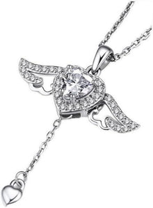 Moissanit Halskette Damen 925 Silber Anhänger Engelsflügel