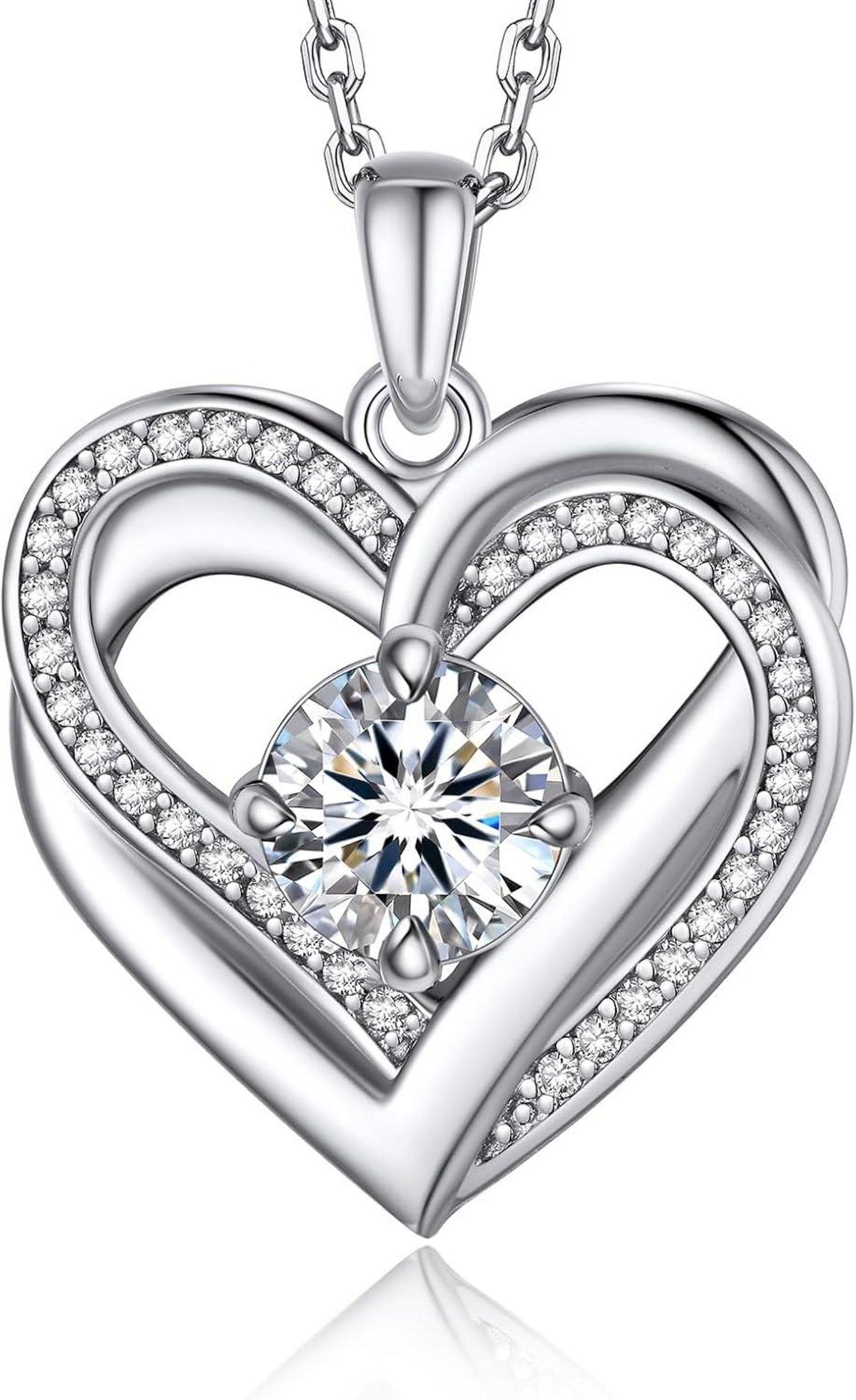 Moissanite Herz Halskette Silber 925 Anhänger Rose Herz Personalisiert