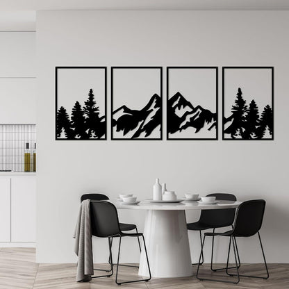 Metall-Berg-Wandkunst Dekor Set 4 Stück groß rustikal natürlich