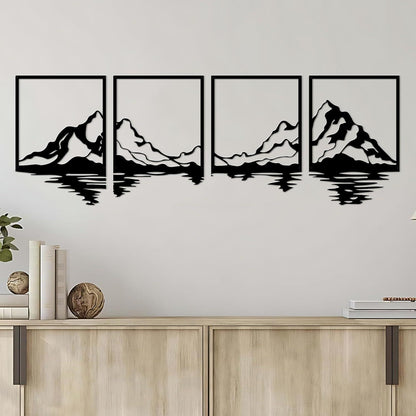 Metall-Berg-Wandkunst Set, große Berge Deko, rustikales