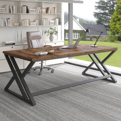 Schreibtisch 180cm Schwarze Eiche mit Metallrahmen für Home Office