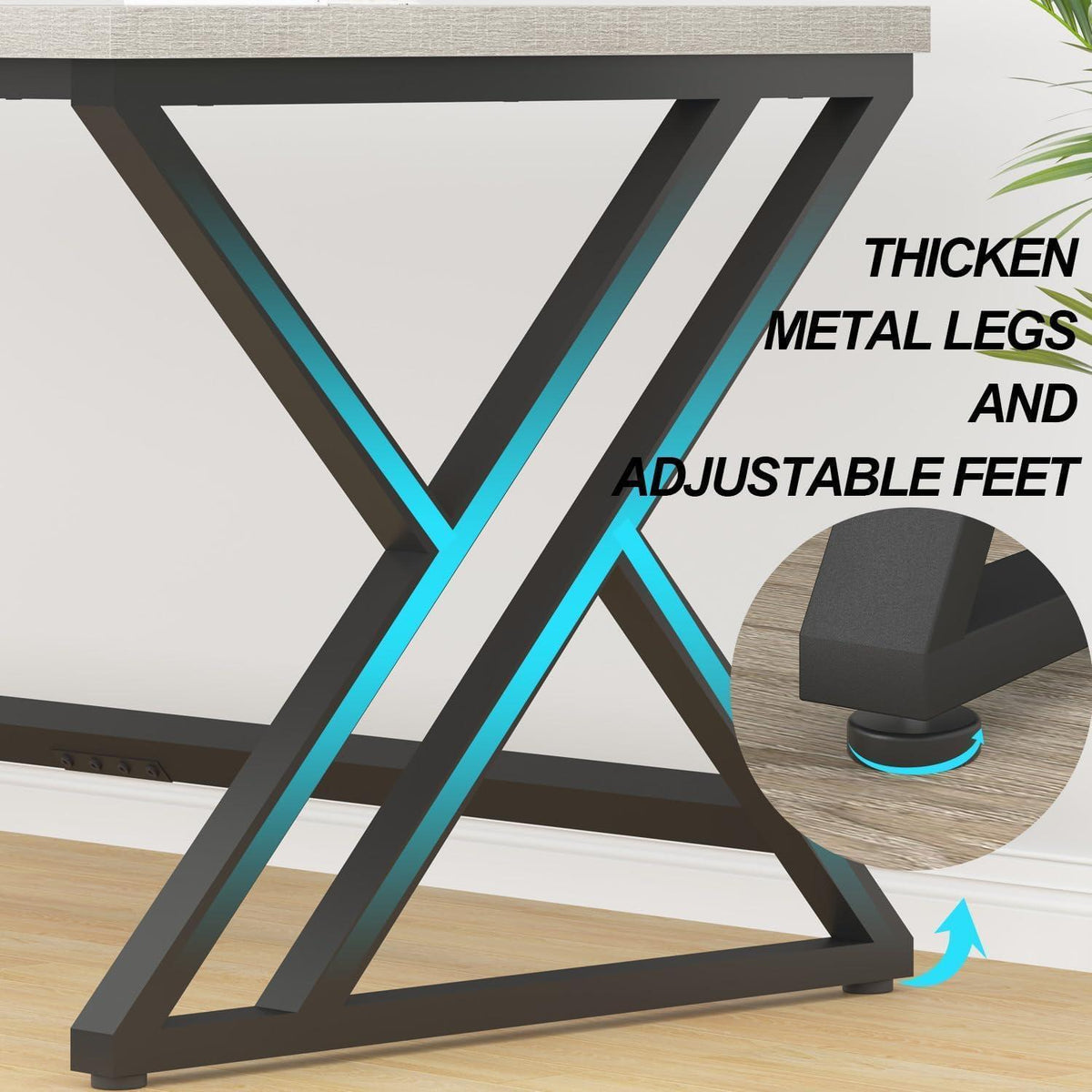 Schreibtisch 180cm Schwarze Eiche mit Metallrahmen für Home Office
