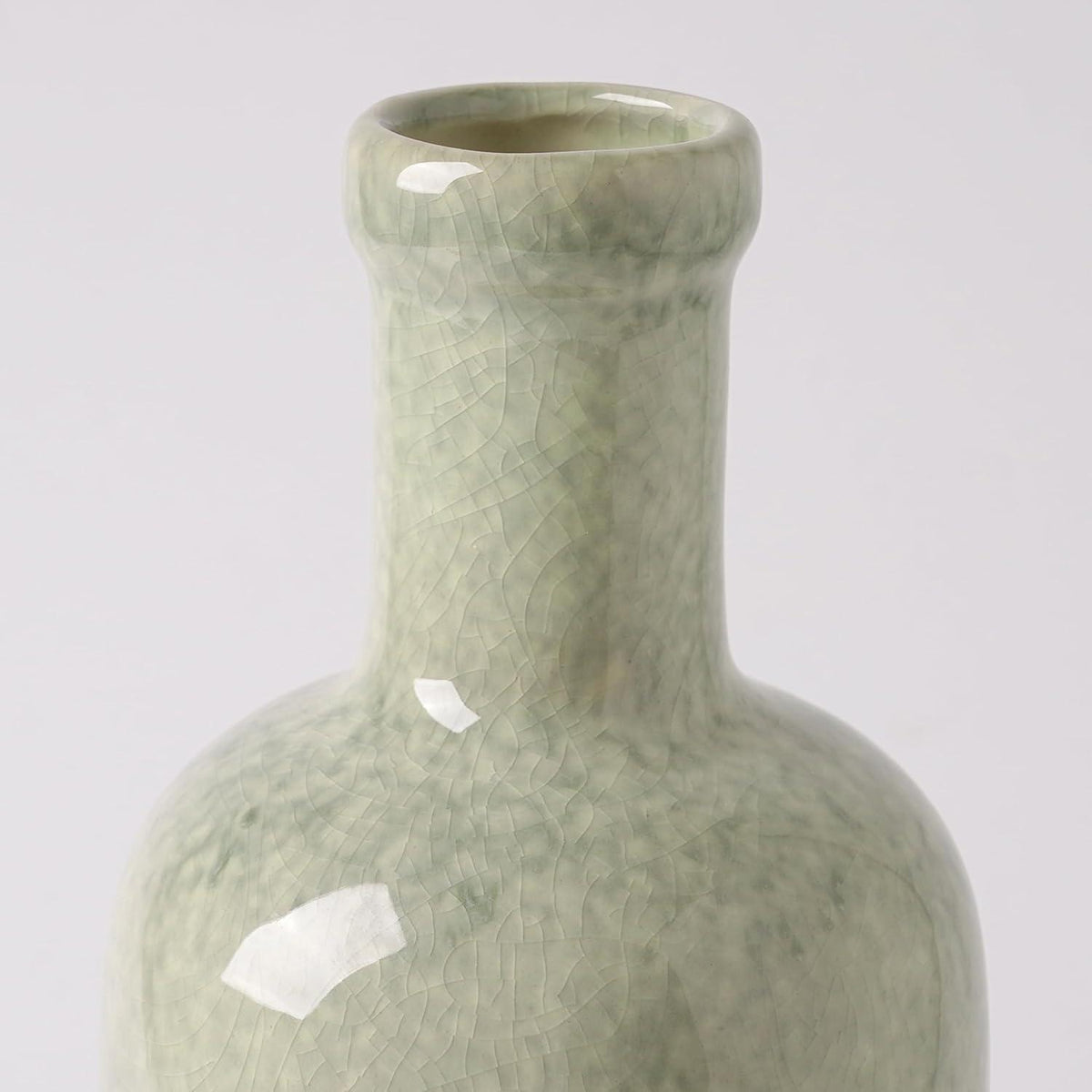 Grüne Vintage-Porzellan-Vase für Blumen 30cm Deko Zuhause