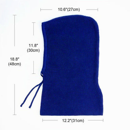 Strickmütze Damen Balaclava mit Kordelzug, blau