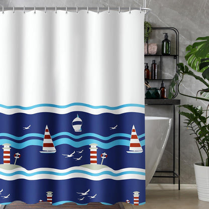 Duschvorhang Blaues Segel 260x200cm, Beschwerter Saum, Antischimmel, Wasserabweisend