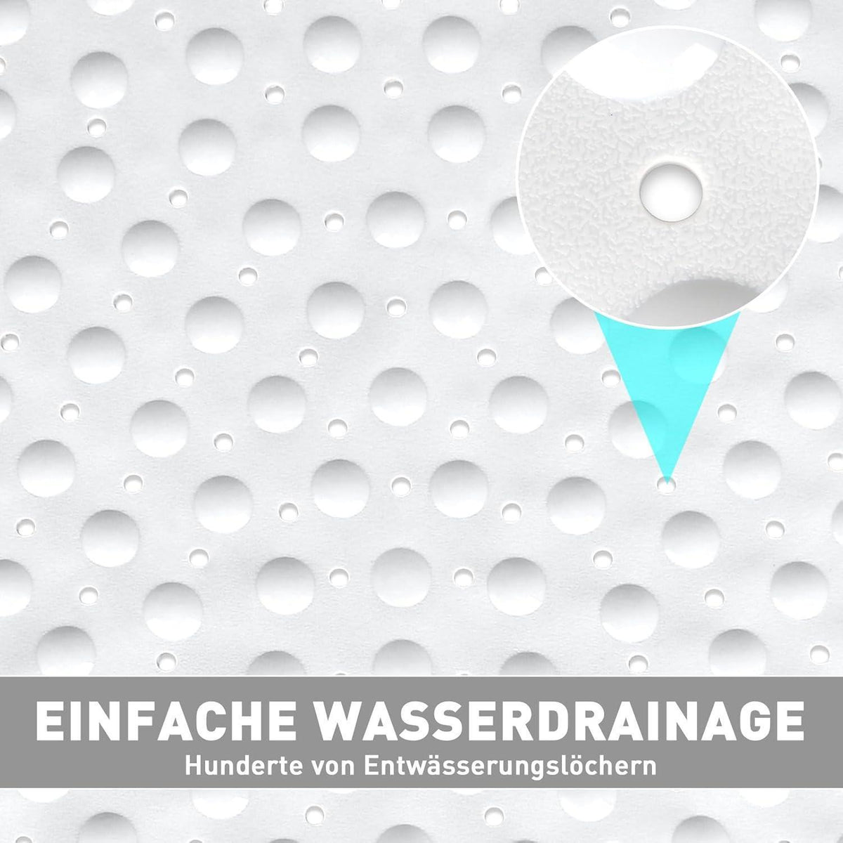 Rutschfeste Eckduschmatte 70x70 cm mit Saugnäpfen & Abfluss
