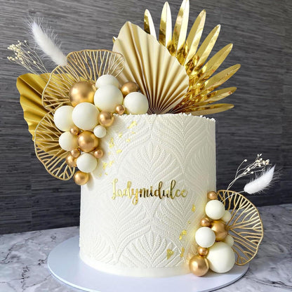 JeVenis Champagne and Gold Bohemian Cake Decoration Kit