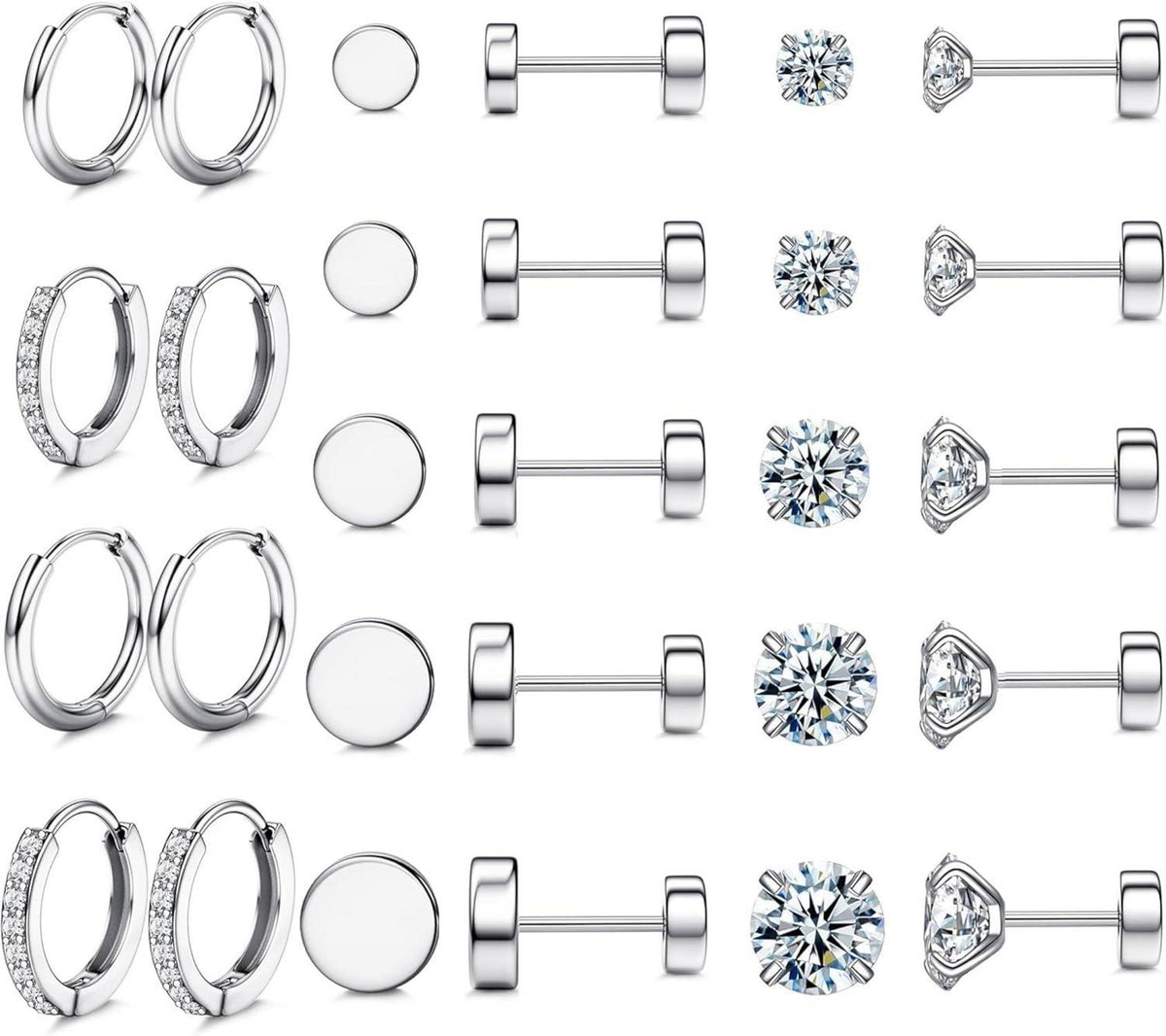 Opal Zirkonia Ohrringe Set Chirurgenstahl Silber Hypoallergen