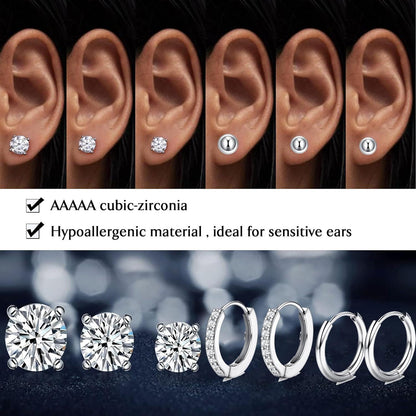 Kleine Silber Ohrstecker Set Opal Kugel Zirkonia Piercing Huggie