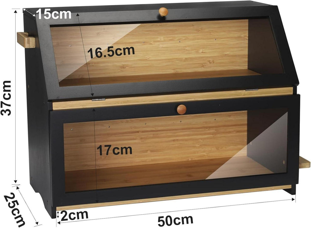 Leader Accessories Bambus Brotkasten 2 Etagen Brotschneidebrett 50x25x37cm