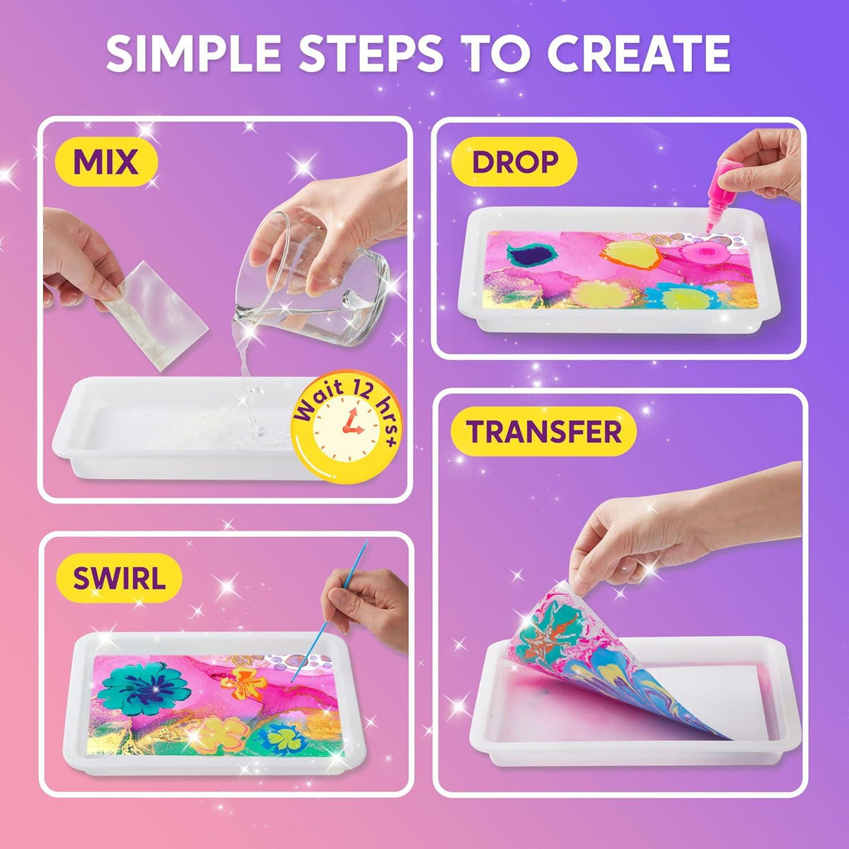 Klever Kits Wasser Marmorierfarbe Kinder Bastelset 6-12 Jahre