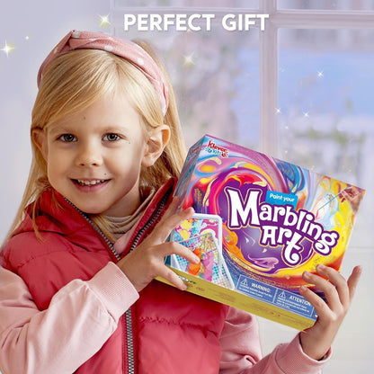 Wasser Marmorierfarbe für Kinder, Marmorier Paint Kit Mädchen ab 6-12