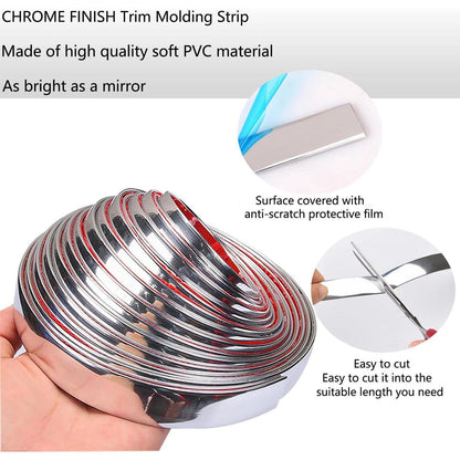 Chrom Zierleiste 5m | Selbstklebend, 8mm Universal Chromleiste für Auto