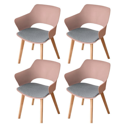 Esszimmerstuhl Set 4er-Pack, Stoff, Massivholzbeine, Bohnenpastell