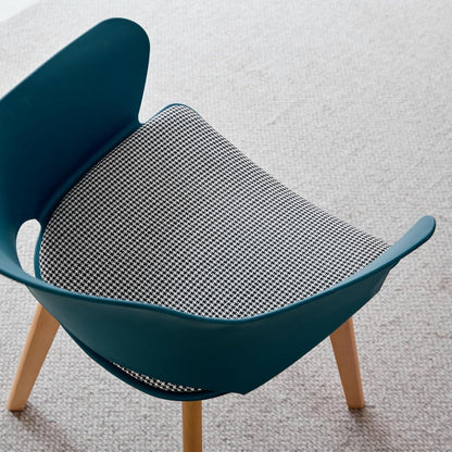 4er Set Esszimmerstühle mit Stoffpolster & Massivholzbeinen - Blau