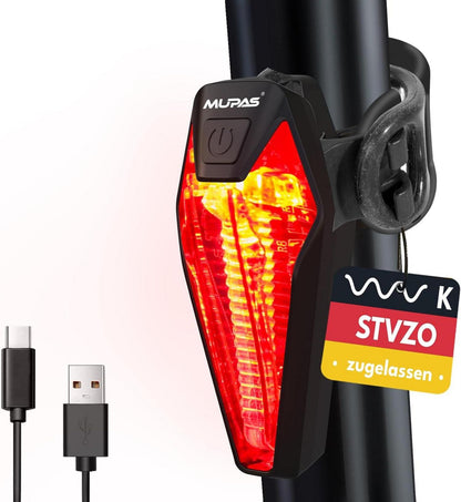 Fahrrad Rücklicht LED StVZO IPX5 Wasserdicht Type-C