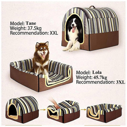 Luxuriöses Hundehäuschen XL/XXL – Warmes, Waschbares Hundebett Iglu