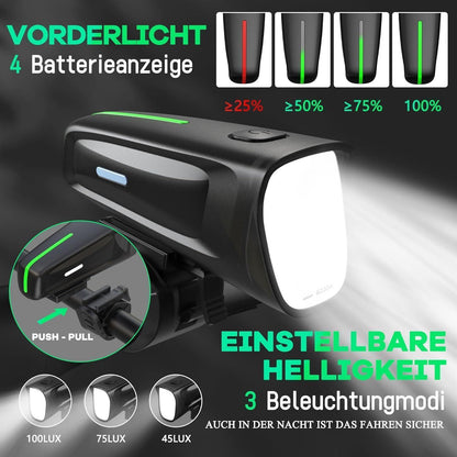 LED Fahrradlicht Vorne 100 Lux StVZO,USB Aufladbar,IPX5