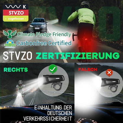 LED Fahrradlicht Vorne 100 Lux StVZO,USB Aufladbar,IPX5