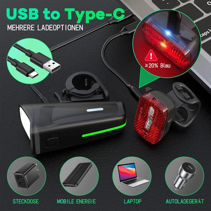 LED Fahrradlicht Vorne 100 Lux StVZO,USB Aufladbar,IPX5