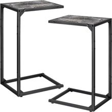 Industrieller Beistelltisch 2er-Pack C Form Metall Holz 40x30x64 cm