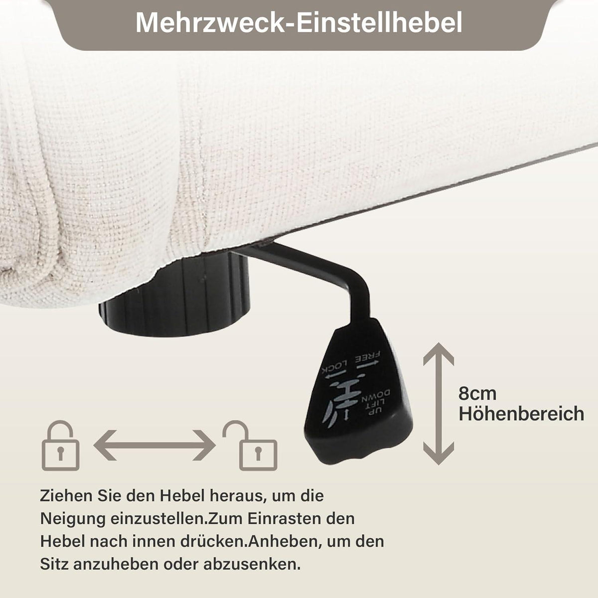 Bürostuhl ohne Armlehnen ergonomisch Lendenkissen Drehstuhl 160KG